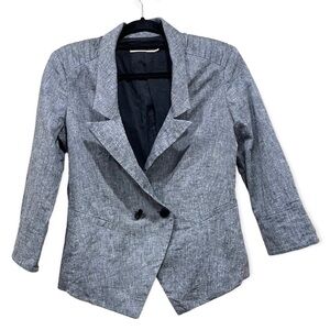 MANOUKIAN Heather Grey 3/4 sleeve cropped linen blazer size 36